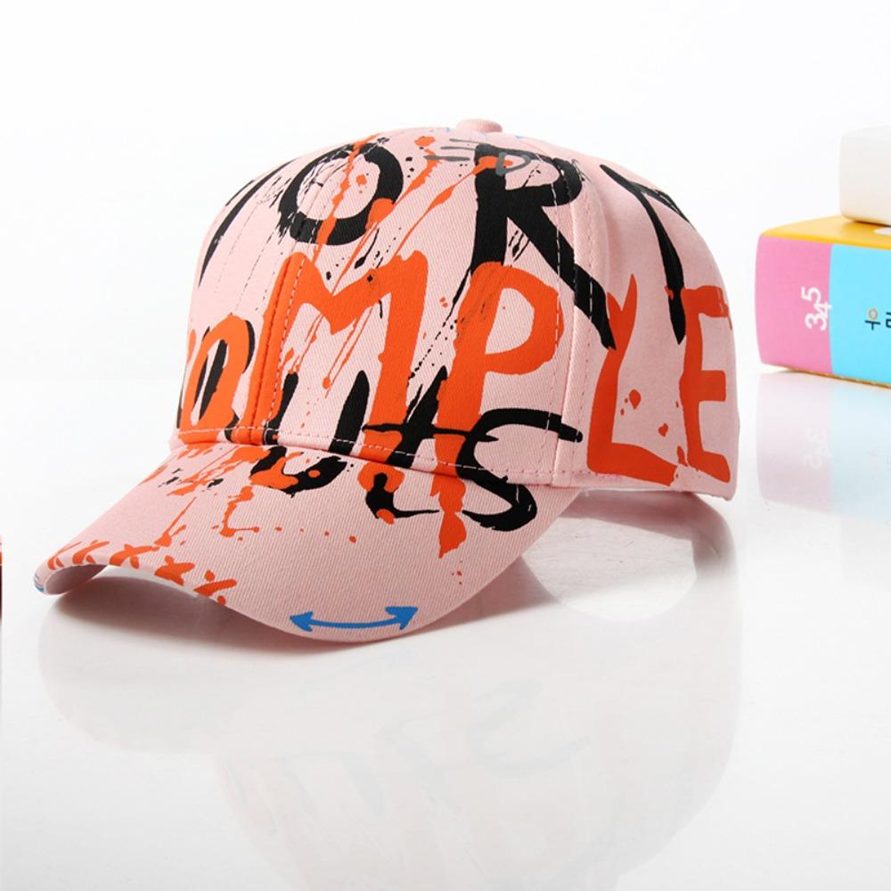 Breathable Kids Baseball Cap Sun Protection Visor Peaked Cap Graffiti Print Cap  for Boys Girls розовый