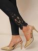 2026 Elegant Women's Lace Patchwork Solid Color Tight-fitting Long Pants for Spring and Autumn