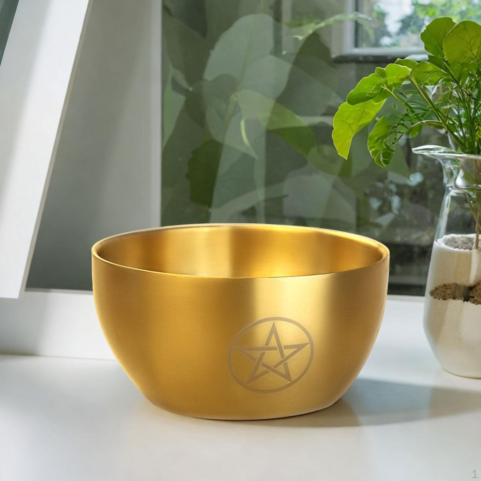 

Чаша для подношений в виде пентаграммы, тибетская чаша из нержавеющей стали, ручная резьба, утварь для поклонения Будде, декор для йоги