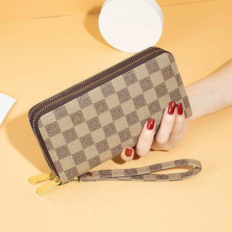 Women's Wallet New Vintage Trendy Printed Large Capacity Clutch Double Zipper Phone Bag