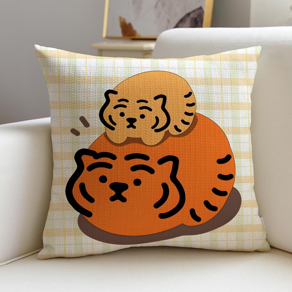 Cool MMUZIK TIGERS Cushion Cover Breathable and Skinfriendly Linen Pillowcase Square Removable and Washable Cushion