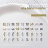 Metal Bow Tie Ribbon Nail Art Accessories - Gold, Silver, White - 10 Pieces