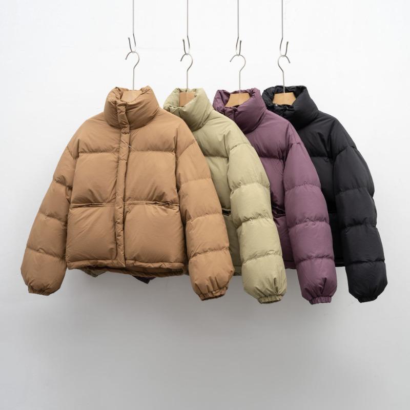 Solid color simple loose stand-up collar dopamine down jacket women's winter warm bread jacket