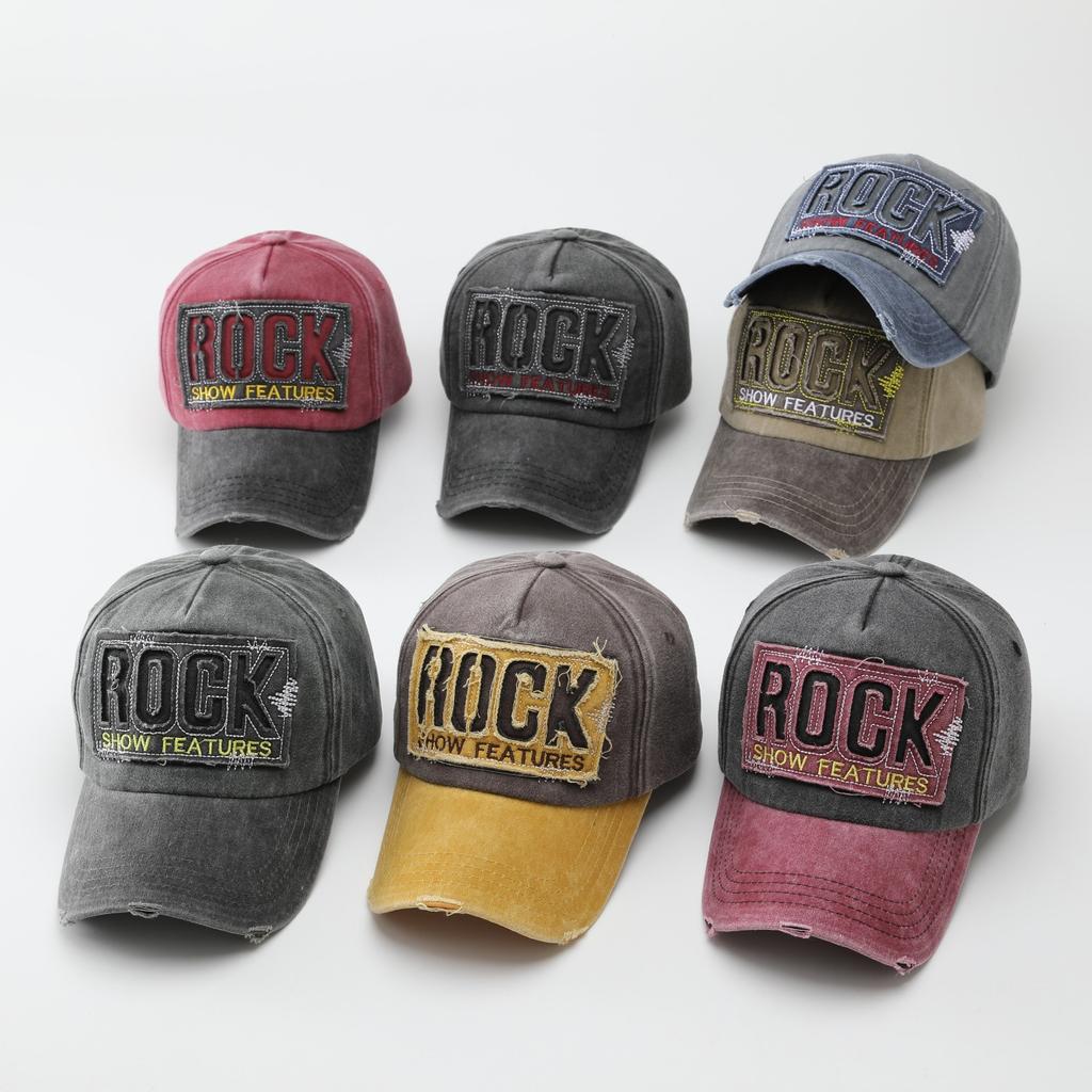 American Rock Alphabet Baseball Cap Women's Wide Brim Big Face Showing Face Small Cap Men's Big Head Circumference Soft Top Hat