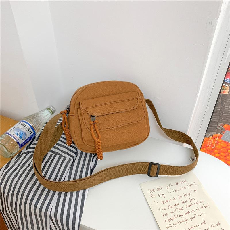 

Корейская сумка через плечо 2025 новый модный бренд персонализированная холщовая маленькая квадратная сумка повседневная для работы универсальная сумка-мессенджер one size fits all коричневый