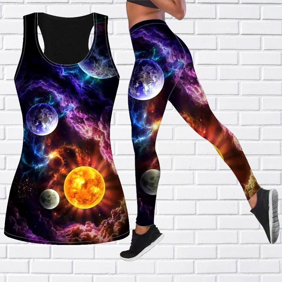 

Экипировка для йоги с кристальным земным принтом для женщин, модные леггинсы для тренировок, спортивные повседневные штаны для фитнеса и йоги XL оранжевый