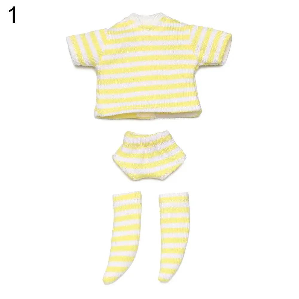 Ob11 Doll T-Shirt 1/11 Doll Panties Doll Cotton Socks Diy Doll Clothes Suits Shorts Striped Tops Knitted Sweatshirt Accessories