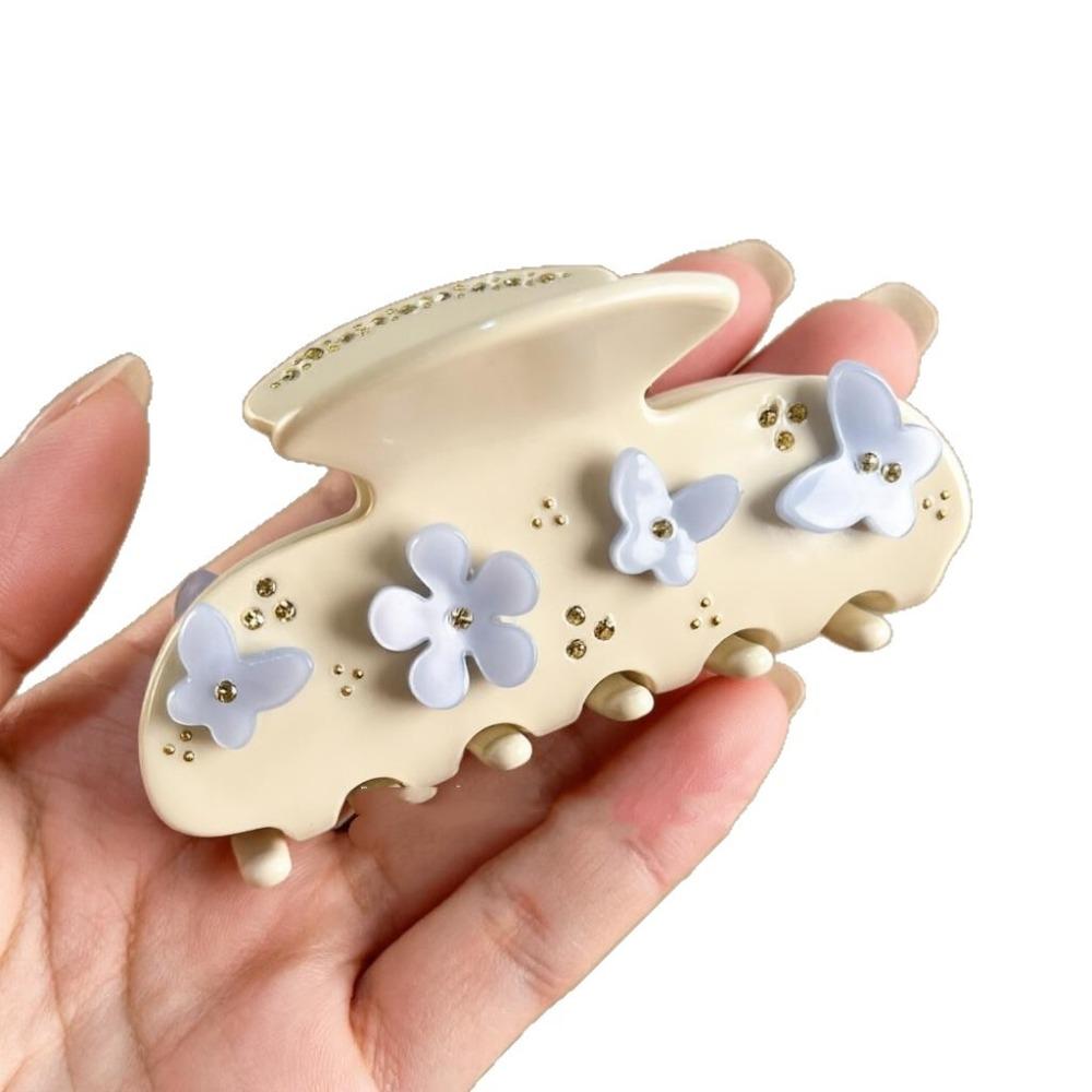 Rhinestone Butterfly Hair Claw Acrylic Shark Clip Elegant Hair Clips for Women Girls