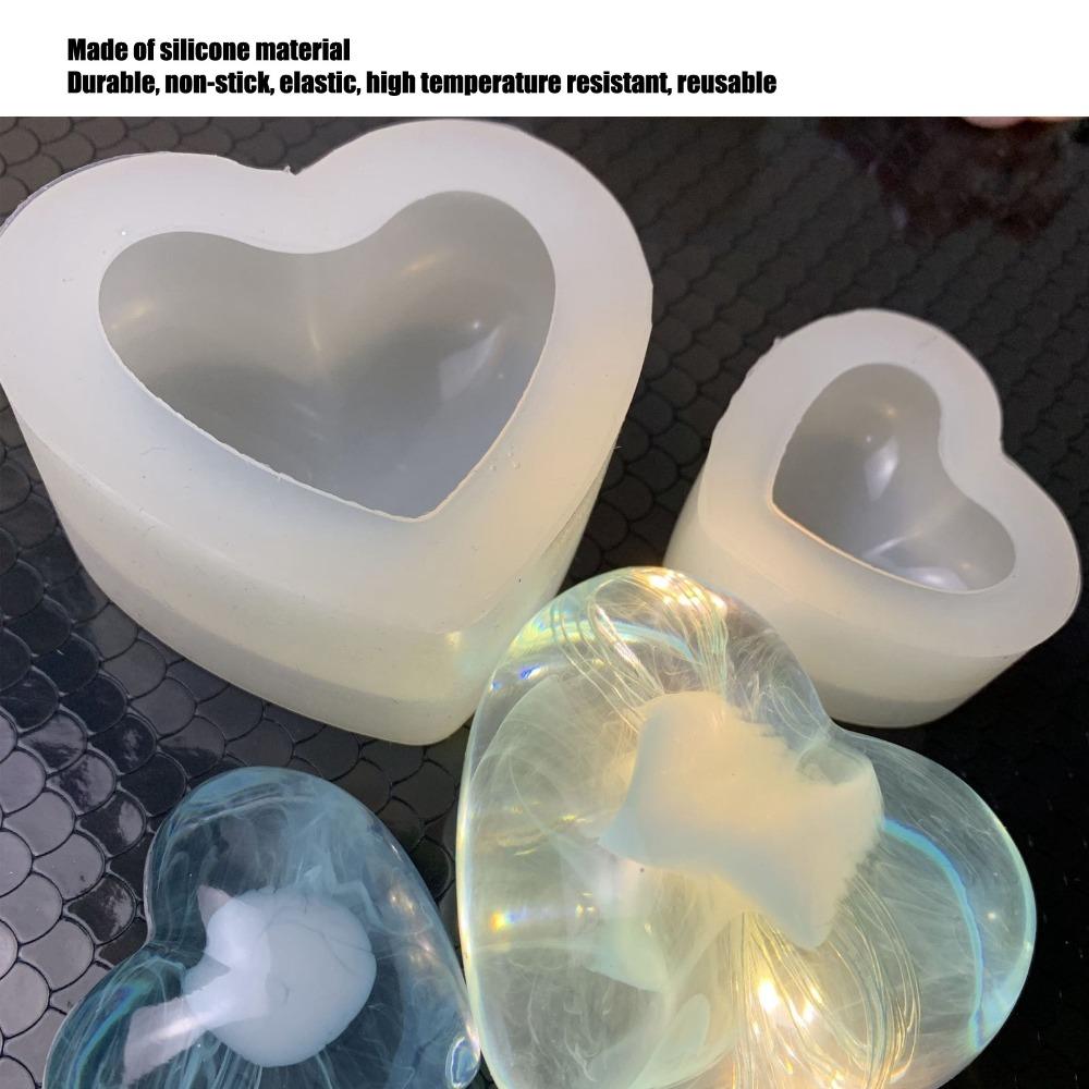 2 Pcs Wax Mould Heart Shaped Silicone Mould Smooth Surface Three Dimensional Heart Mould Full Shape Resin Mould Home Decor