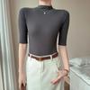 Primavera e Autunno Modal Dolcevita a Mezza Manica a Tre Quarti Spalla Destra T-shirt Taglia Grande da Donna Stile Coreano Design Top Camicia da Sovrapposizione Interna