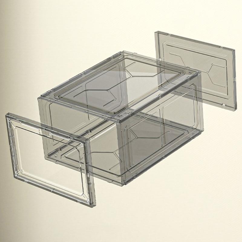 Portable Shoe Storage Containers Practical Clear Shoe Storage Boxes Stackable Design Case for Entryway or Closet