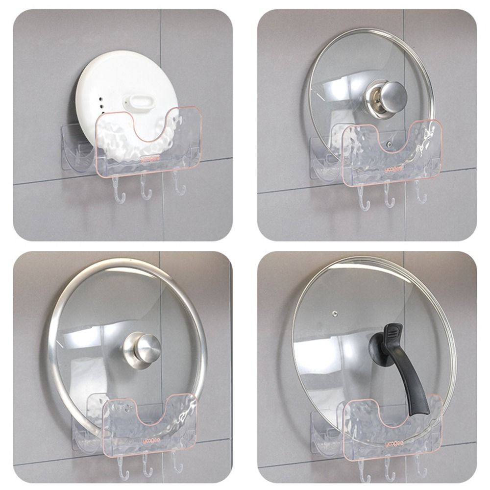 Plastic Wall Mounted Pot Lid Holder No Punching Pan Lid Organizer Spatulas