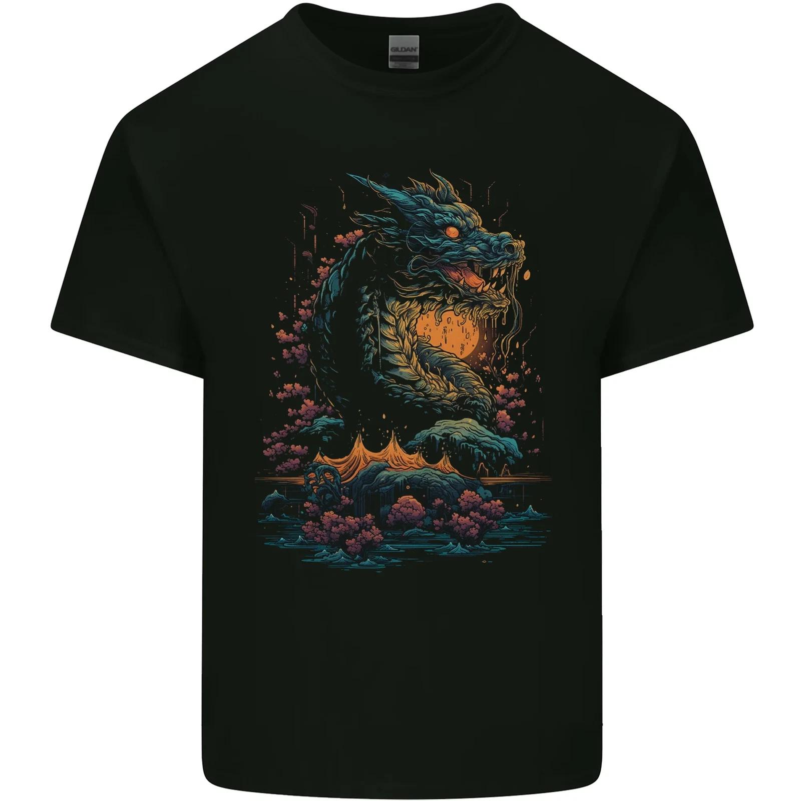 A Japanese Fantasy Water Dragon Kids T-Shirt Childrens L