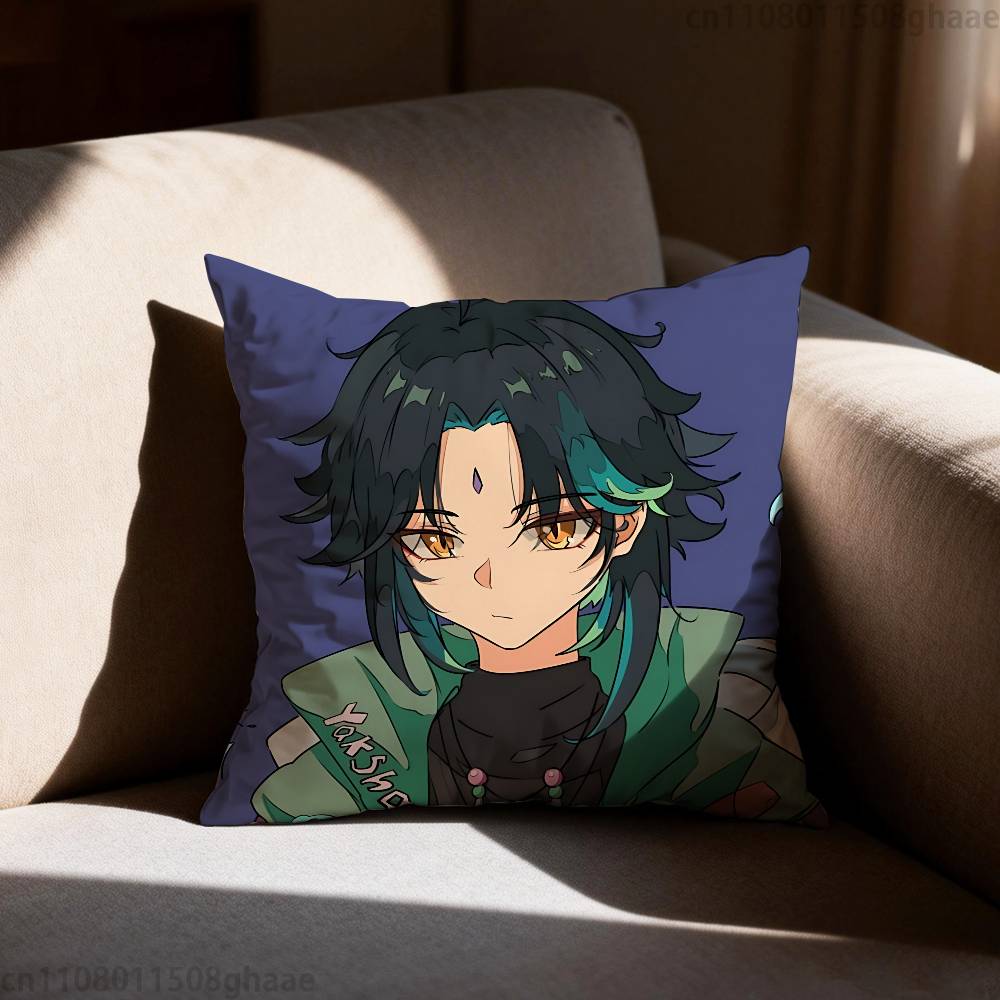 GGenshin Impact Xiao Pillow Case Sofa Living Room Bedroom Headboard Backrest Cushion Square Cushion Nap Time