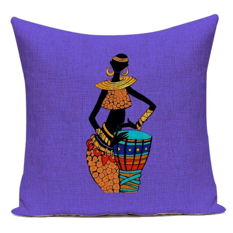 Retro Characters Cushions Case African Woman Sofa Seat Decorative Pillow Cases Abstract Geometry Home Cushion Cover