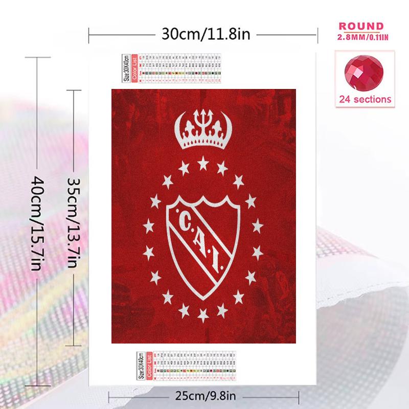 Club Atletico Independiente Pattern 3pcs 100% Round Full Drill 5D DIY Diamond Painting Embroidery Cross Stitch Rhinestone Décor