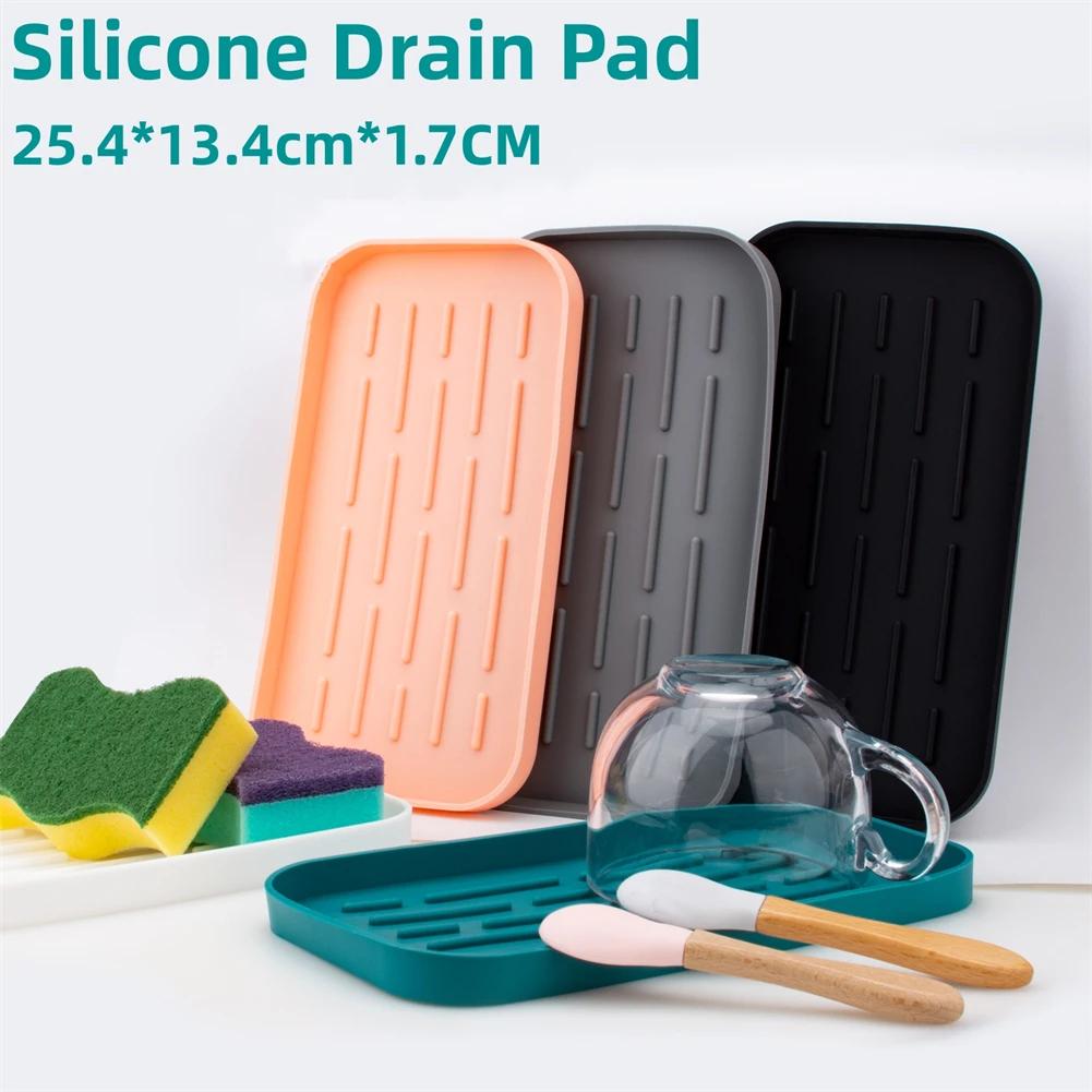 

New Silicone Sponge Holder Drain Tray Coasters For Kitchen Sink Organizer Quick Drying Kitchen Coffee Bar Drain Pad Storage Stay чёрный
