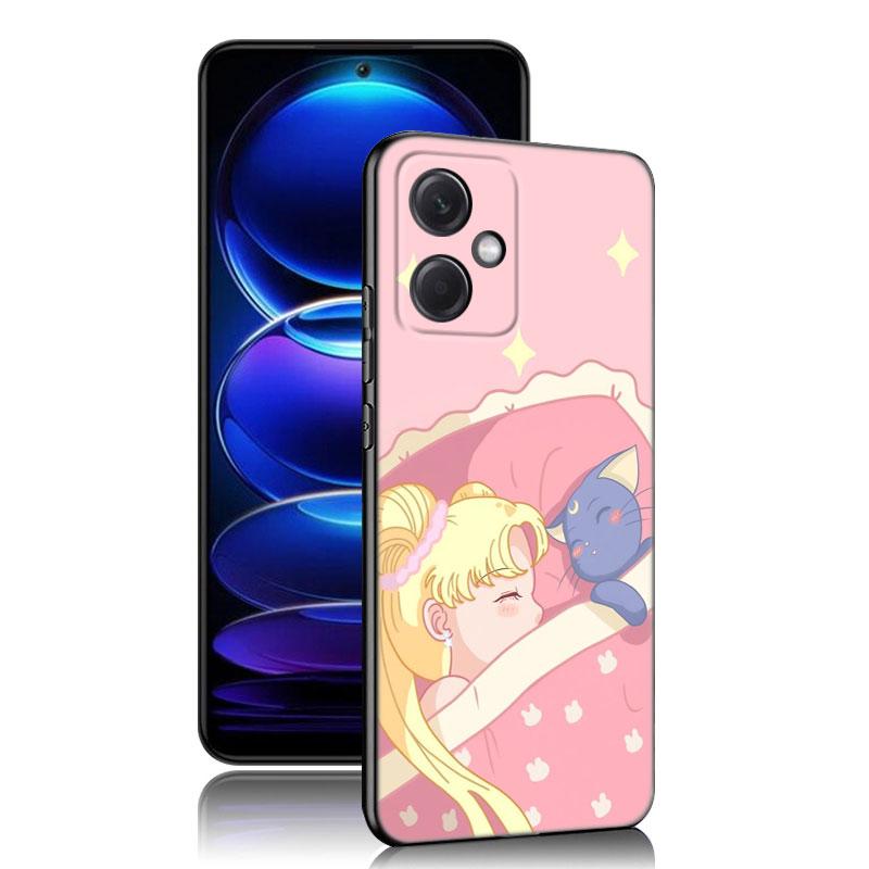 Θήκη Κινητού Σιλικόνης Μαύρη Anime Sailor Moon Για Xiaomi Redmi Note 10 11 11S 12 13 4G 8 9 11T Pro 5G Plus 8T 9S 10S 12S