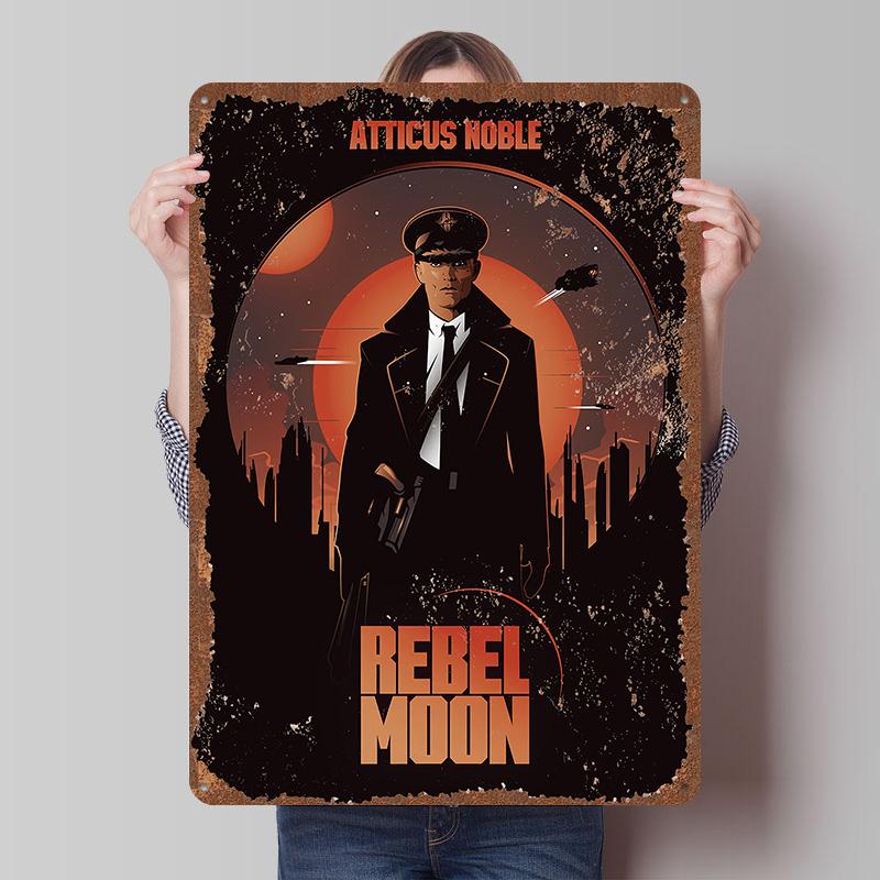 Rebel Moon Print Tinplate Posters Customizable Wall Art Retro Vintage Metal Tin Signs for Home and Decoration Gaming Desk Decor