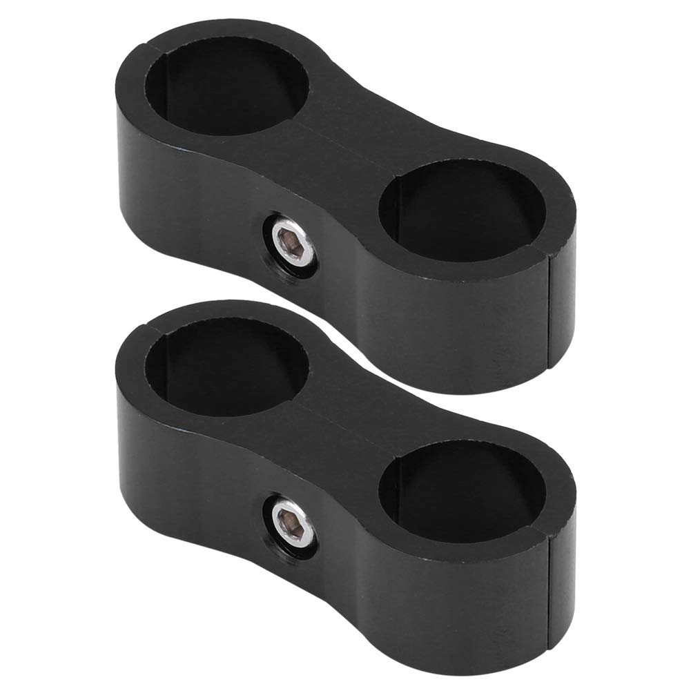 Qiilu [2pcs] AN6 Hose Separator Clamp Fitting Adapter Bracket Aluminum Alloy Universal (Black)