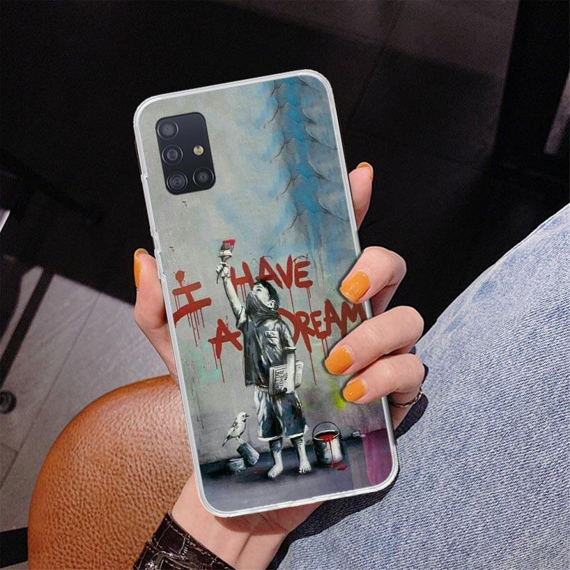 Street Art Banksy Graffiti Phone Case For Samsung Galaxy A52 A32 A22 A12 A51 A31 A50S A30S A20S A10S Note 20 Ultra 10 Plus S10 A