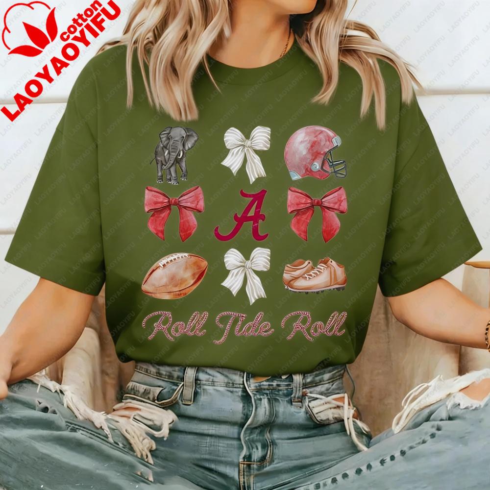 Trendy Cute Alabama Football Printedunisex Sweet Graphic T Shirts Pattern Aesthetic Clothing Summer Casual Style Cotton T-Shirt