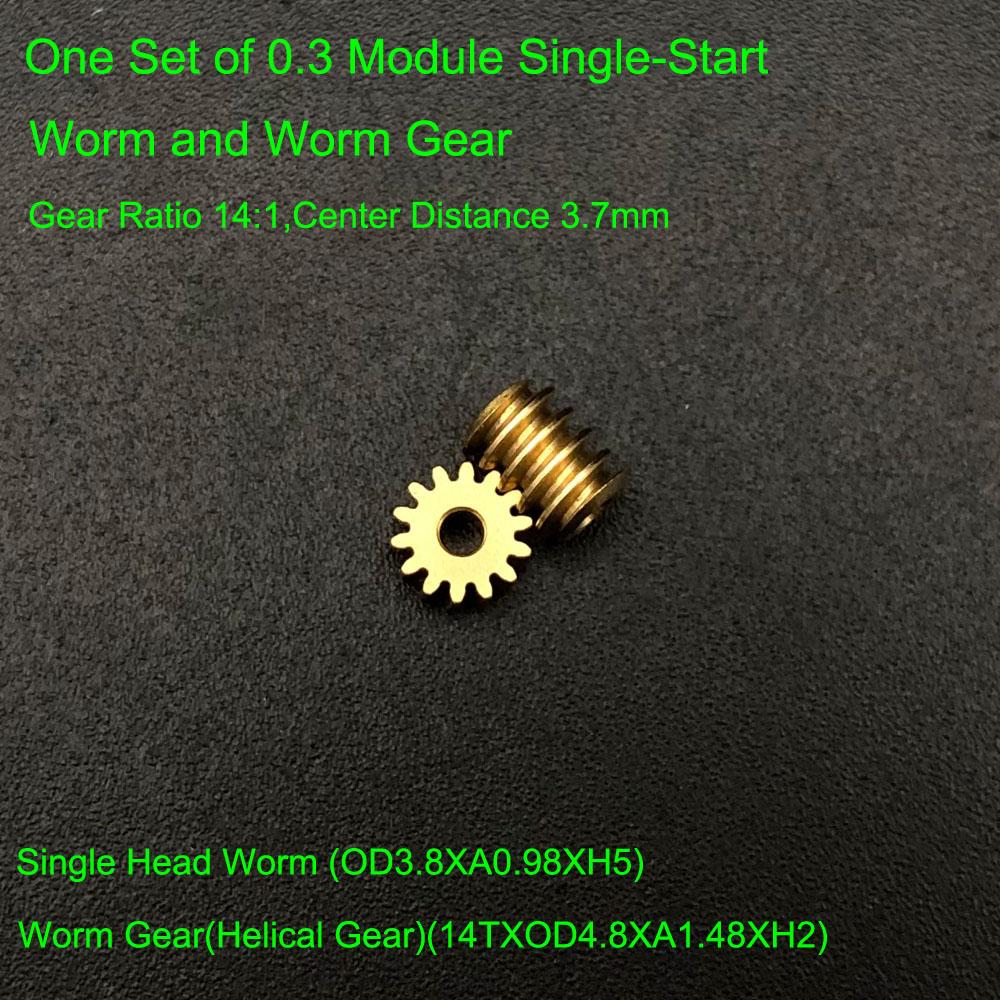 5 Pezzi Modulo 0.3 Ingranaggio a Vite Senza Fine in Ottone Testa Singola Vite Senza Fine 3.8x5mm Foro 0.98mm Ruota Dentata a Vite 14T 14:1 Riduzione 4,8x2mm Apertura 1,48mm 1,5A