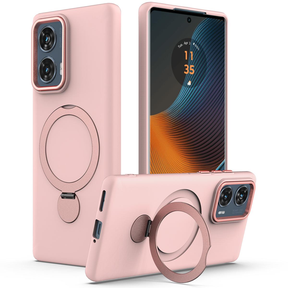 

For Motorola G96 5G/Edge 50 Fusion 5G Magnetic Case Rotating Ring Kickstand TPU + PC Back Cover