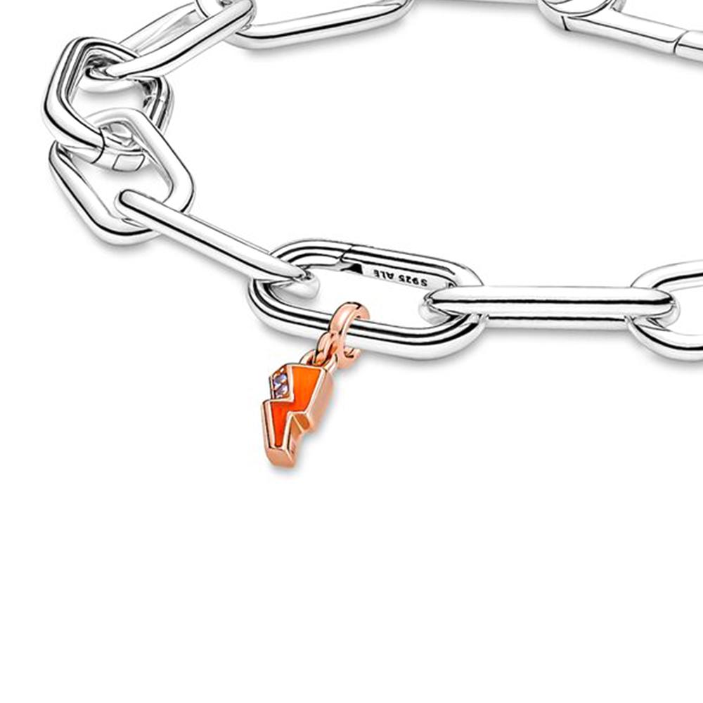 Mini Charm S925 Srebro Sterlingowe Podwójne Ogniwo Wisiorek Fit Oryginalna Bransoletka Kobiety DIY Biżuteria