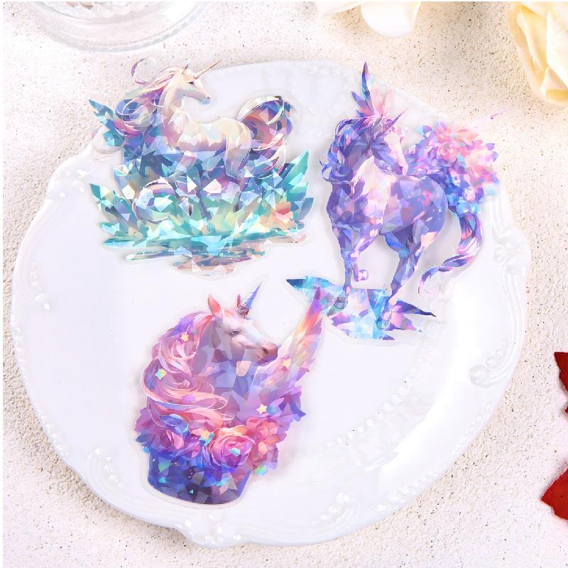 5 styles 100pcs A dream unicorn series shell light PET material DIY sticker Junk Journal Supplies handmade Scrapbooking Material