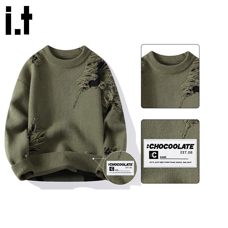 

Men s Distressed Round Neck Knit Sweater 2XL