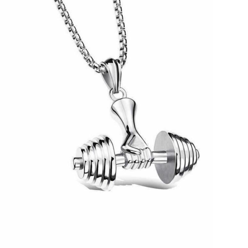 Fashion Accessories New Necklace Titanium Steel Chain Couple Dumbbell Pendant Fitness Men's Necklace