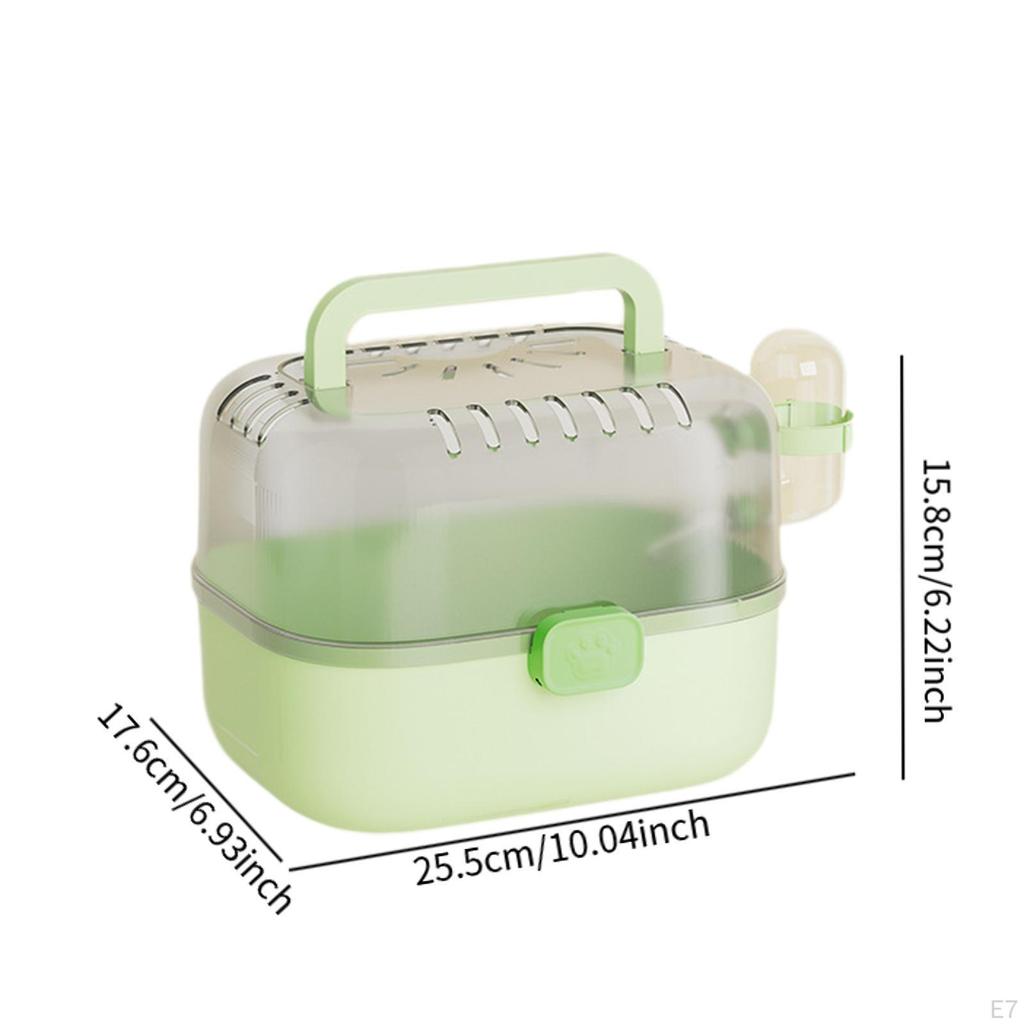 Hamster Cage Carry Case Transparent Cover Habitat with Water Bottle for Gerbils Mice Bunny