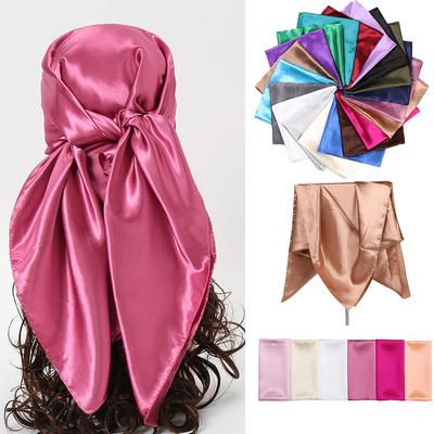 Bufanda de seda de marca de lujo para mujer, pañuelo hijab de satén de color sólido, pañuelo pareo musulmán, chal para mujer, diadema, pañuelo, 90 x 90 cm