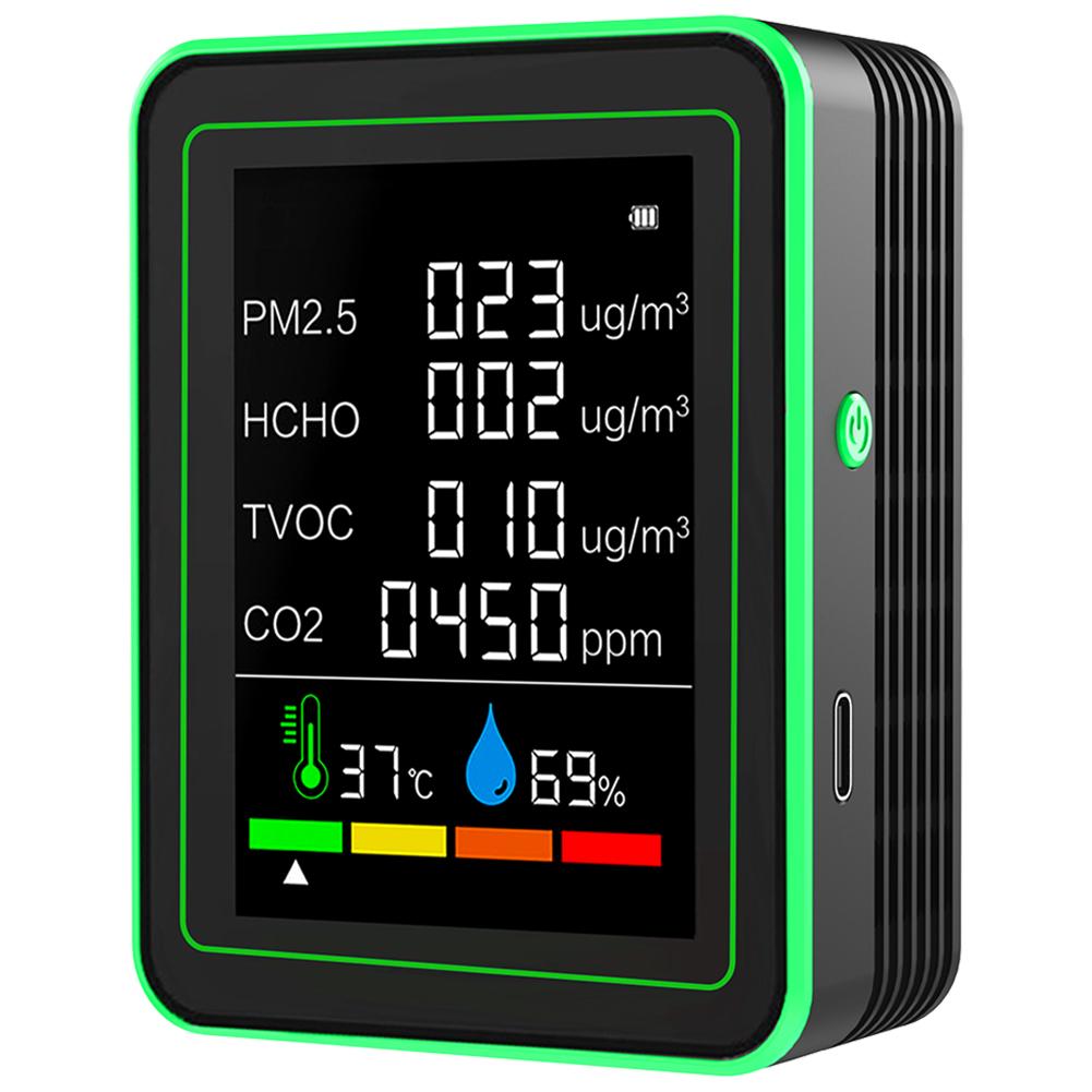 Profession Air Quality Monitor Sensors Detect CO2 PM2.5/PM10 HCHO TVOC Indoor Real-Time Air Detector for Home Cars Plants Pets