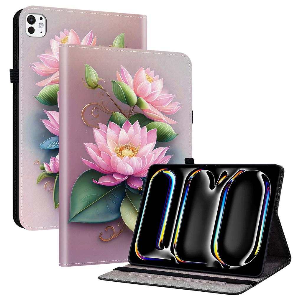 For iPad Pro 13 (2025)/13 (2024) Leather Case Pattern Printed Stand Tablet Cover with Card Slots