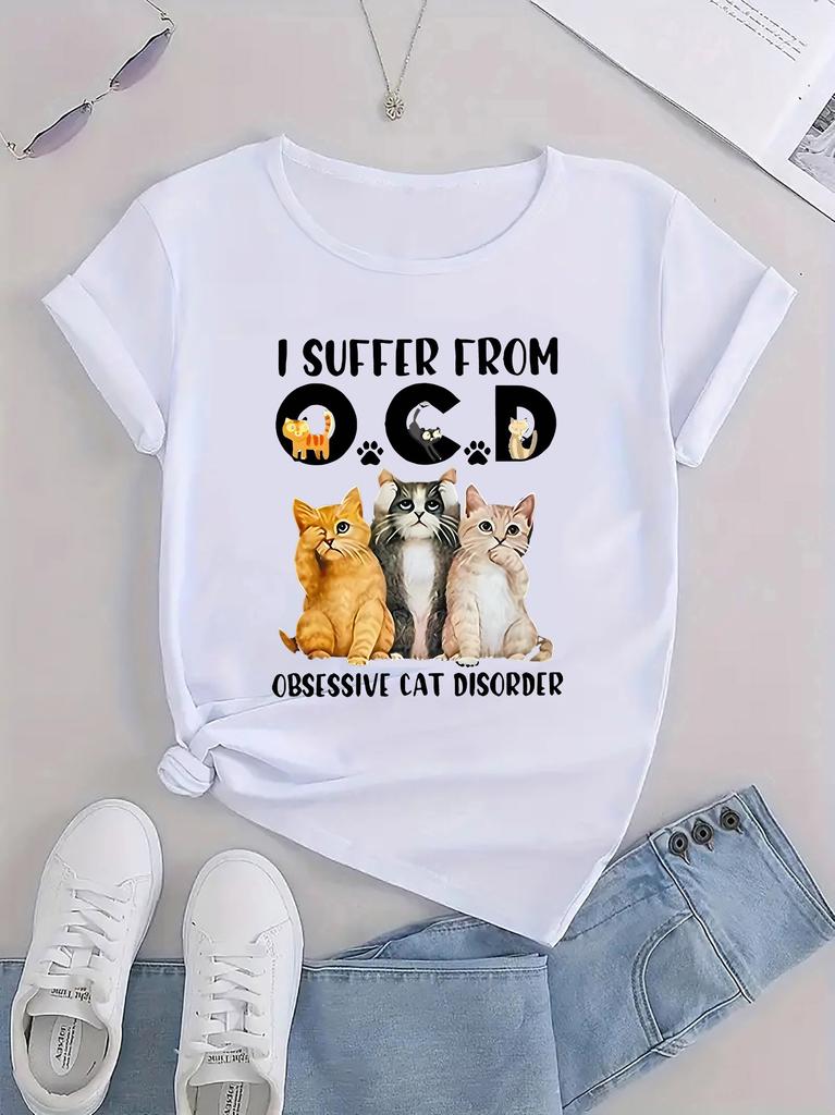 Funny Three Cats I Suffer From OCD Obsessive Cat Disorder T-shirt