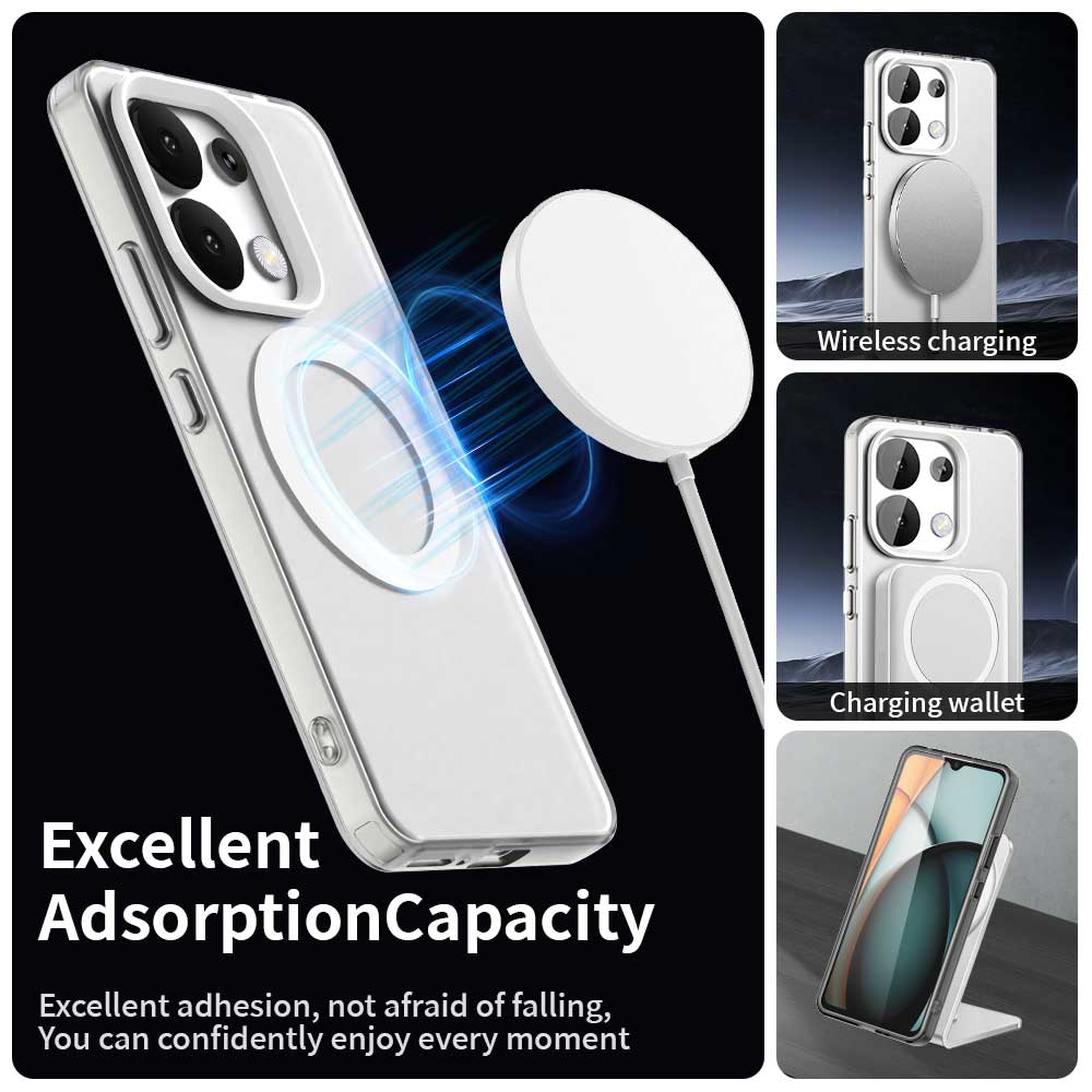 For Xiaomi Redmi Note 13 4G Case Compatible with MagSafe PC+TPU+PET Anti-Drop Phone Cover