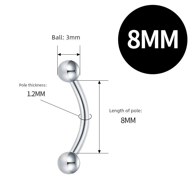 925 Sterling Silber Augenbrauenring Bauchnabelring Bauchnabelstecker Bauchnabelpiercing Bauchnagel Mini Ohne Belastung Mode Anti-Allergie 3mm Kugel Radian