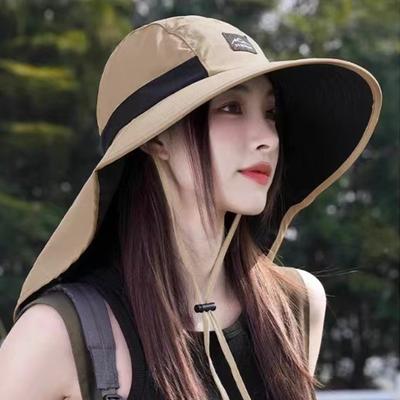 Summer Wide Brim Fisherman Hat Versatile Sun Shade Hat Drawstring Bucket Hats for Camping Hiking