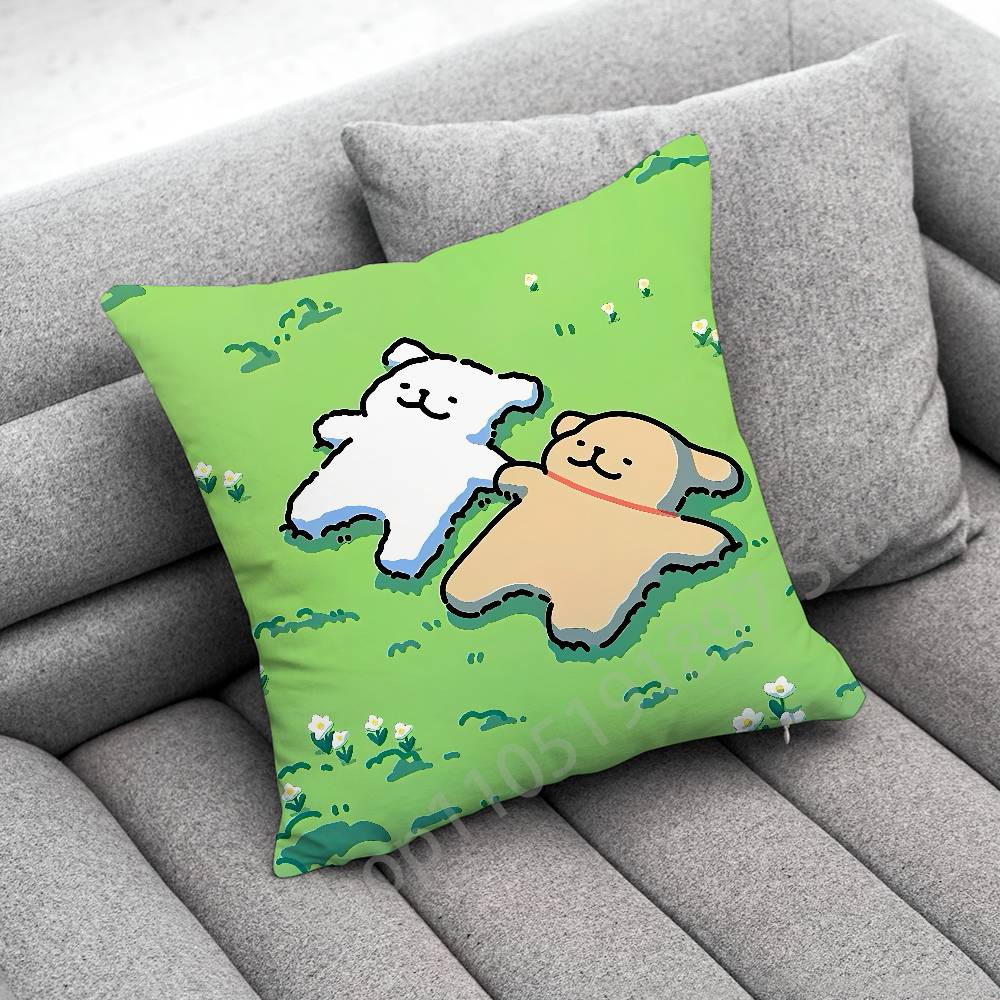 Korea Line Puppy Maltese Dog Throw Pillow Case For 30x30cm 40x40cm 45x45cm 50x50cm 55x55cm Square Sofa Pillowcase Shell