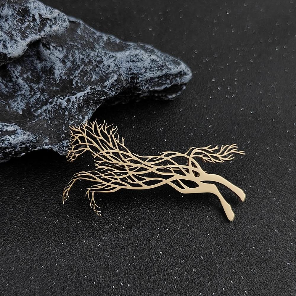 Luxury Leopard Stainless Steel Brooches Classic Zodiac Animal Lapel Pins for Women