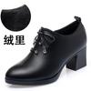 Women Spring Autumn New Fashion Lace Soft Leather Platform Pumps Korean Style Casual Waterproof Pointed Toe Single Shoes