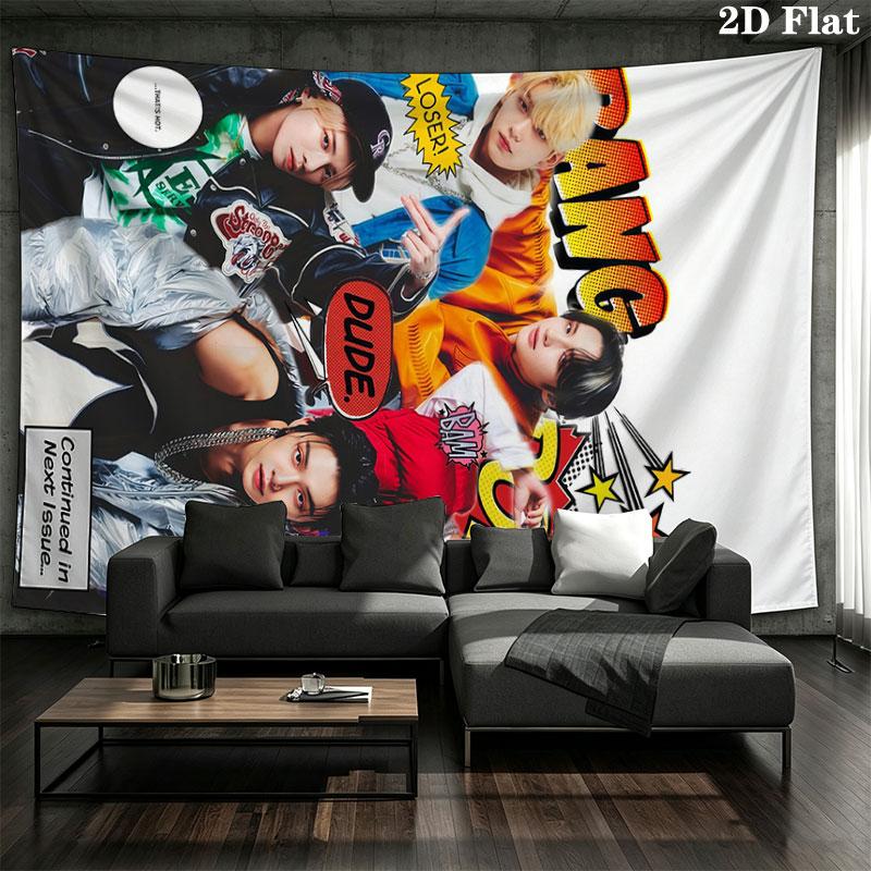 TXT Art Wall tapestry, aesthetic printed fabric blanket, suitable for bedroom, living room, and home decor.