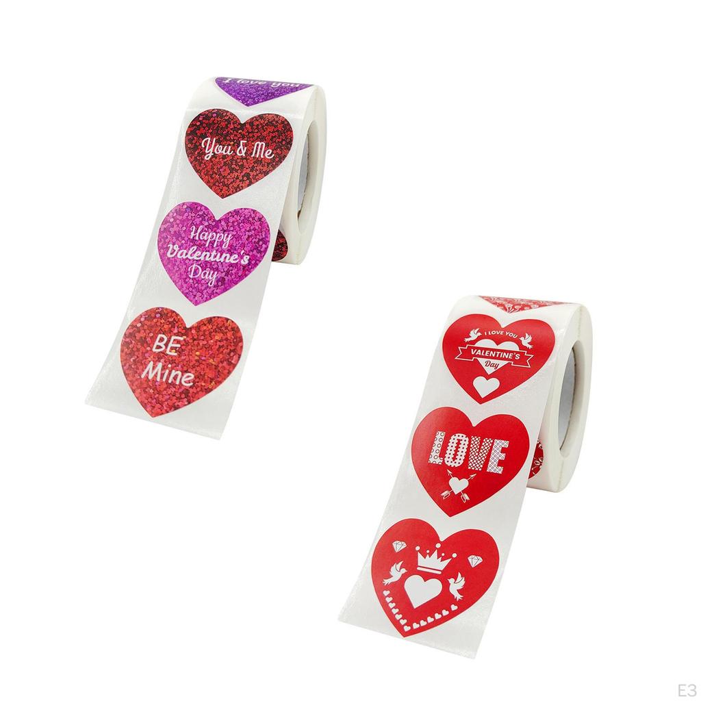 1 Roll Heart Shape Decorative Stickers Valentine's Day Decor Gift Card Tags Birthdays Sealing Labels