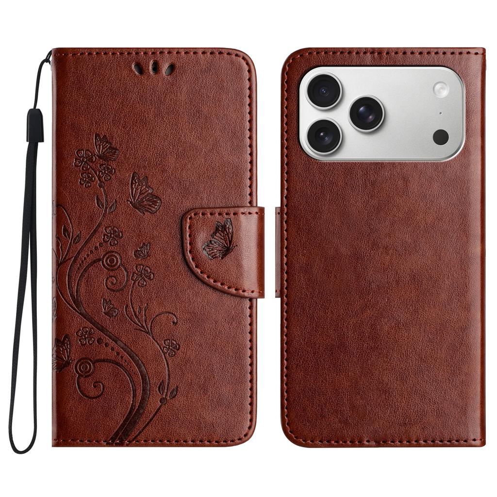 For iPhone 17 Pro Case Imprinted Mini Butterfly Leather Wallet Phone Cover