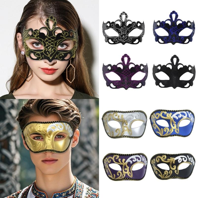 Couple Masquerade Mask for Women Men Halloween Half Face Mask Masquerade Eye Mask for Masquerade Halloween Wedding Prom
