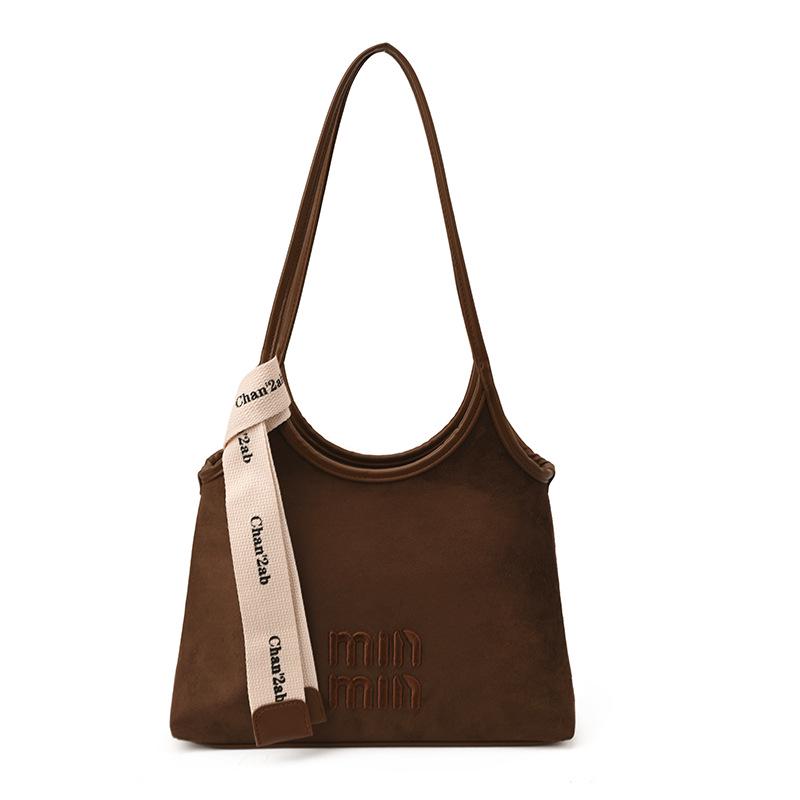 

Замшева сумка-тоут у корейському стилі: Жіноча повсякденна сумочка та плечова сумка під пахву кавовий