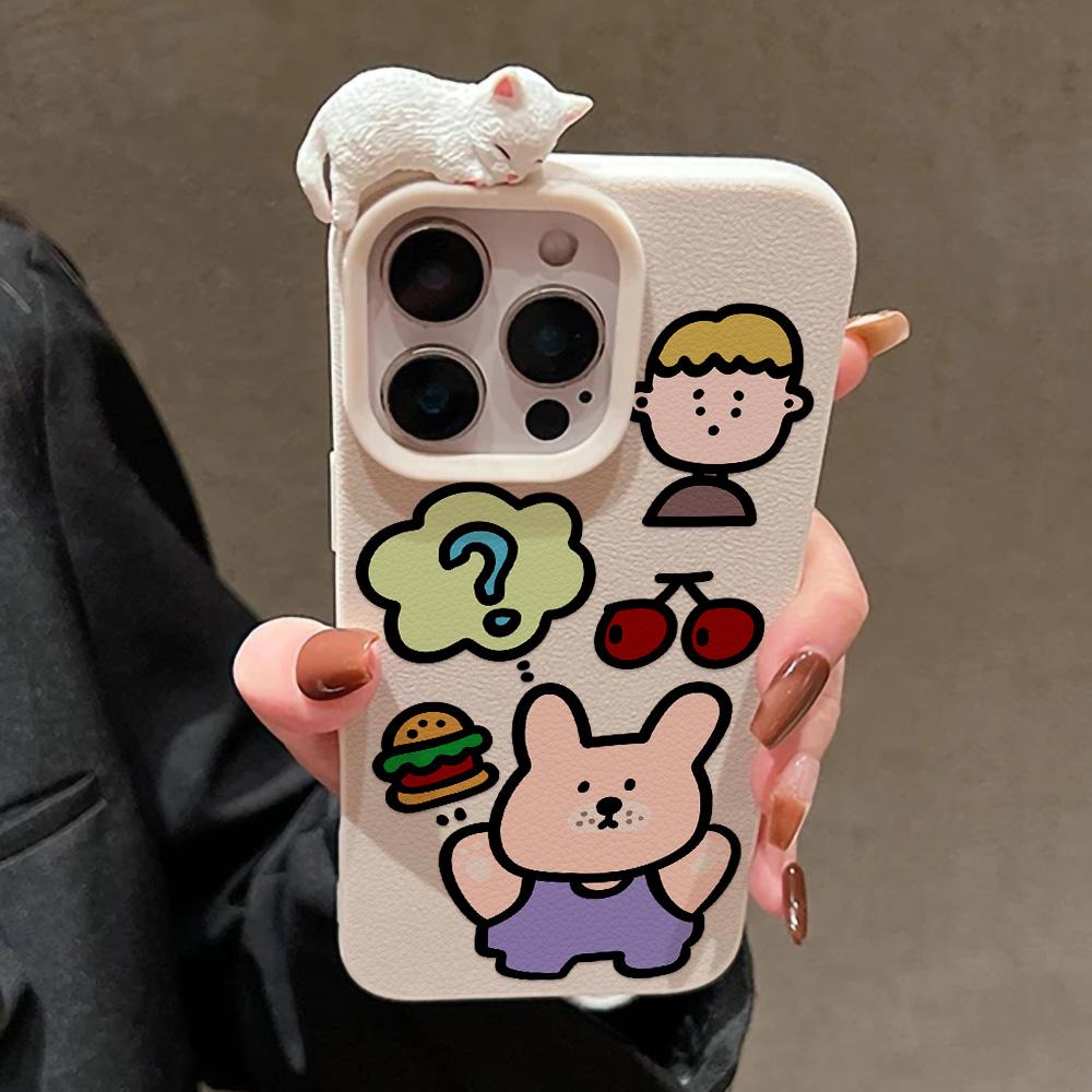 3D Phone Case for iPhone 11 13 17 Pro Max 17 Air Case iPhone 13 15 16 Pro Max 12 14 Pro Max 14 15 Plus Cute 3D Kitten Cartoon Leather