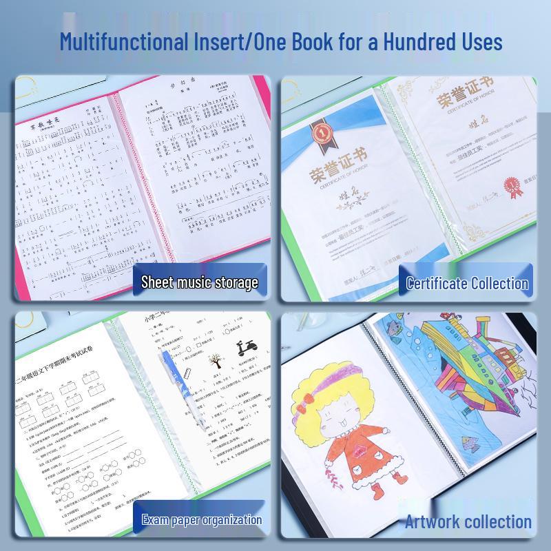 A4 Transparent Sheet Music Binder with 60/100 Pockets - Multi-Layer Loose-Leaf Folder for Students